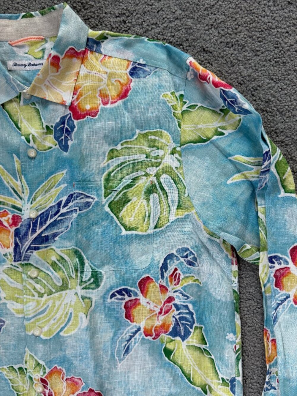 Tommy Bahama Fiesta Keys Linen Shirt - color "Blue Crush" - Men's Size L - NWOT - Picture 2 of 12